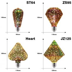 Fireworks 3D Colorful LED Edison Light Bulb E27 220V