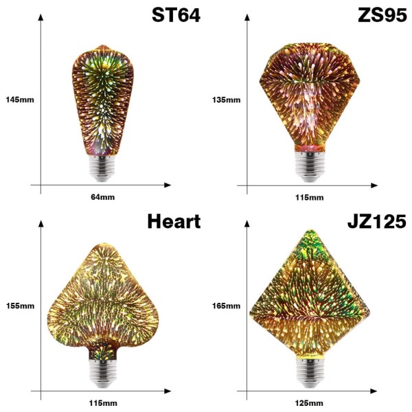 Fireworks 3D Colorful LED Edison Light Bulb E27 220V