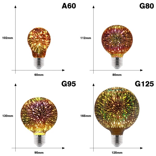 Fireworks 3D Colorful LED Edison Light Bulb E27 220V