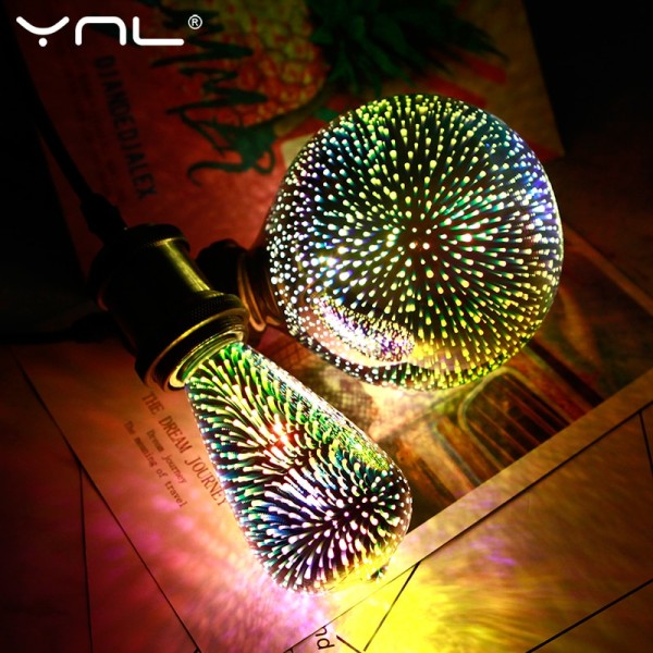 Fireworks 3D Colorful LED Edison Light Bulb E27 220V