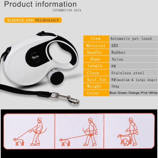 retractable dog leash with poop bag holder UK