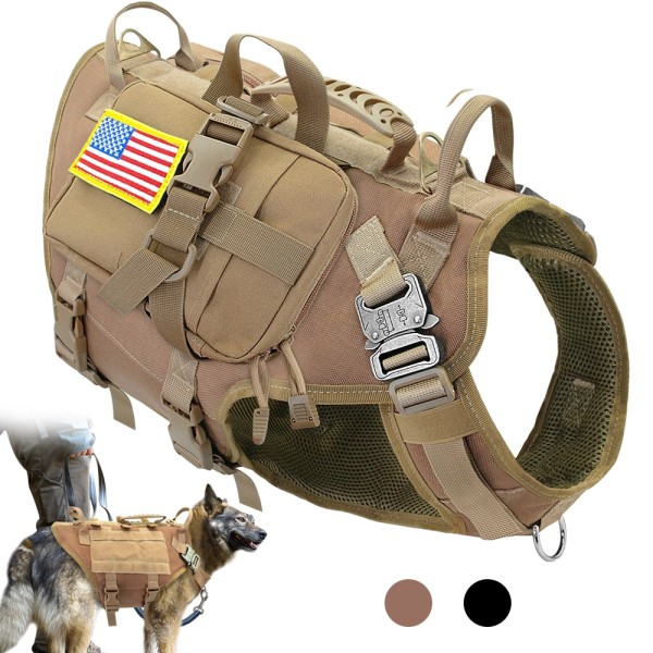 Tactical Military Strong Dog Harness for No Pull with Pouches