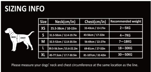 harness size chart guide