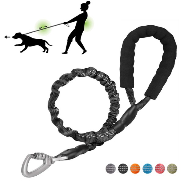 Premium Shock Absorbing Reflective No-Pull Dog Lead With Padded Handle