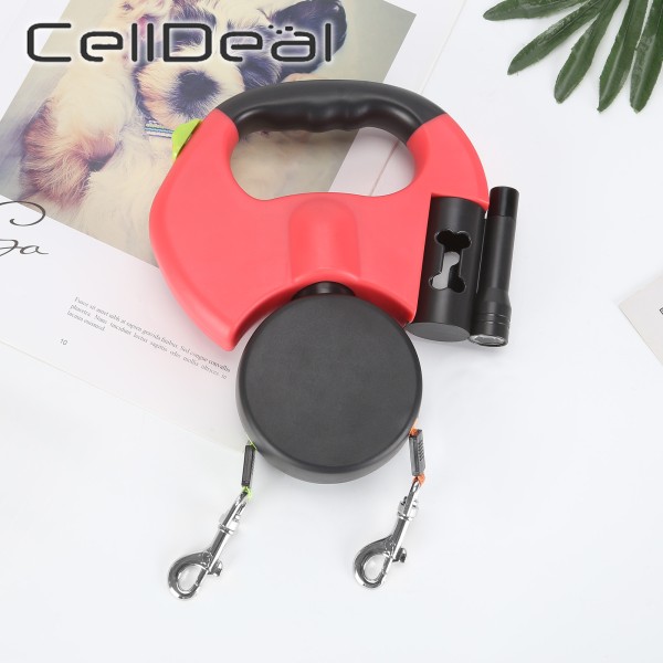 Double Retractable Dog Lead 360 Degree Rotating