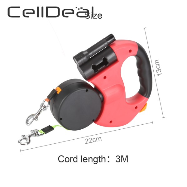 Double Retractable Dog Lead 360 Degree Rotating