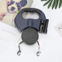 Double Retractable Dog Lead 360 Degree Rotating black