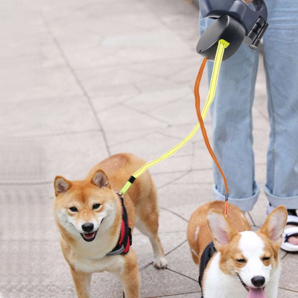 Double Retractable Dog Lead 360 Degree Rotating