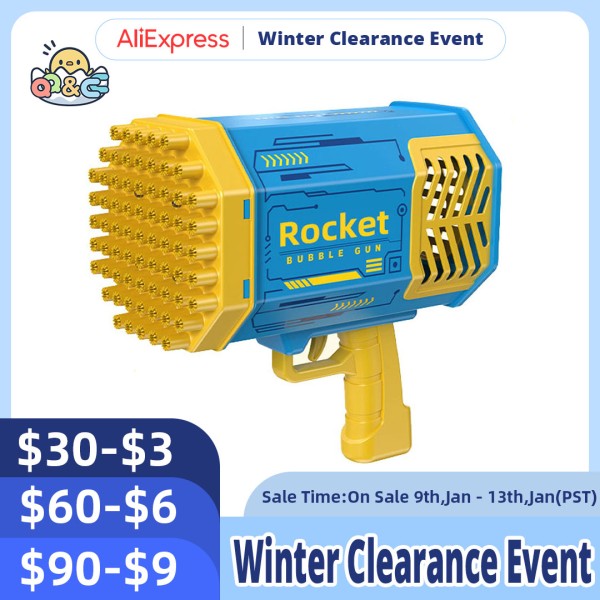 Bubble Gun Rocket 69 Holes Soap Bubbles Machine