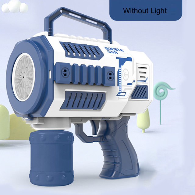 Bubble Gun Rocket 69 Holes Soap Bubbles Machine Gun Shape Automatic Blower With Light Toys For Kids Pomperos