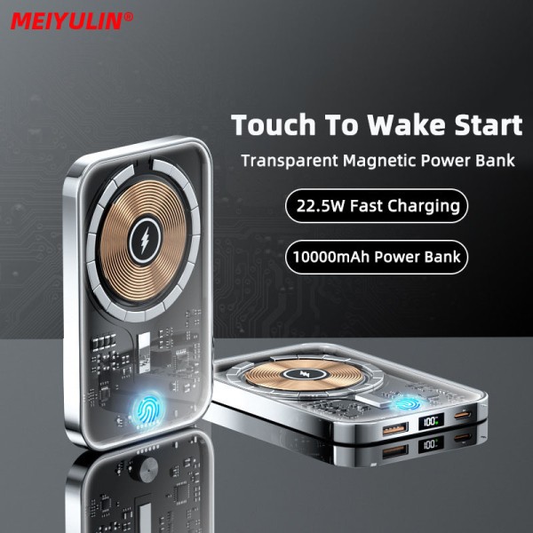 10000mAh Transparent Magnetic Wireless Power Bank Portable Charger