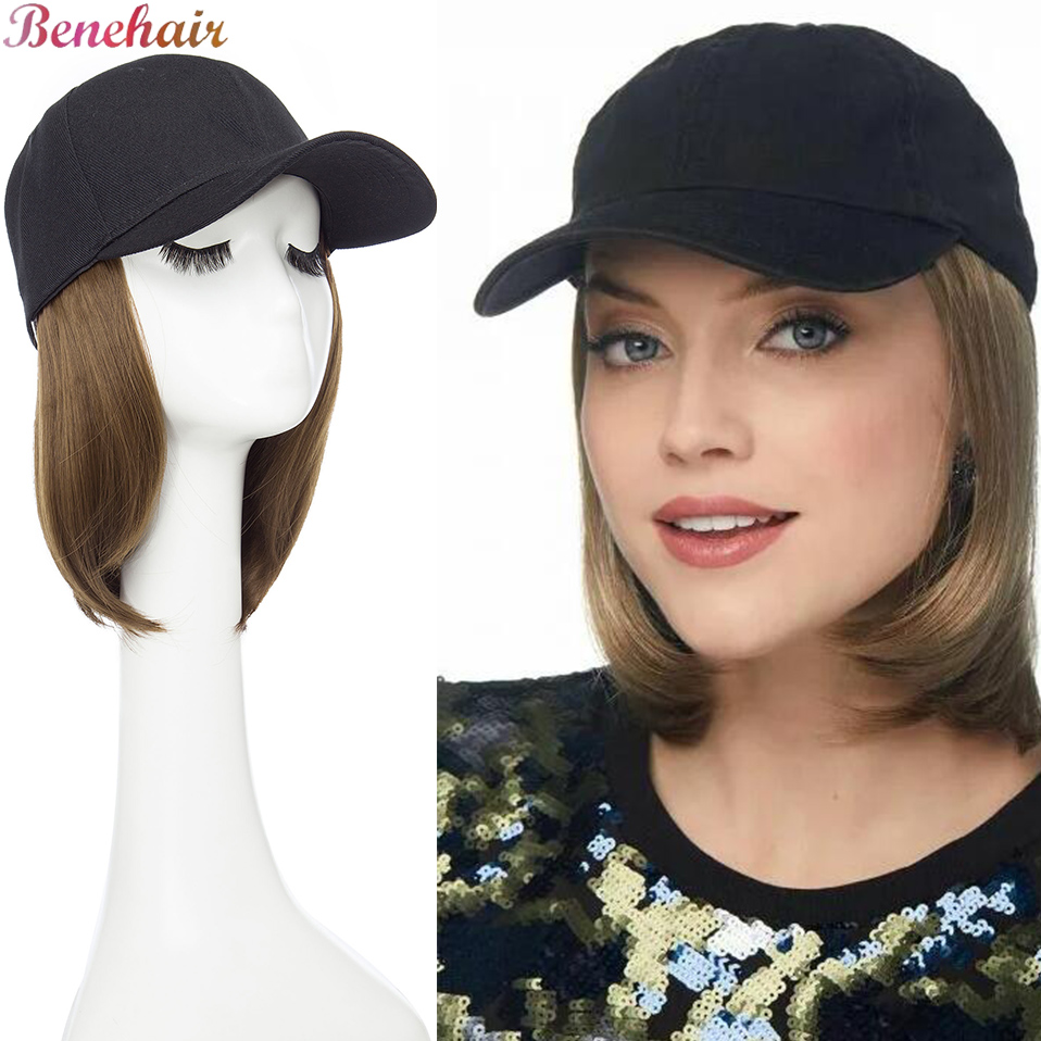 Black Hat Wigs Cap With Hair Naturally Connect 