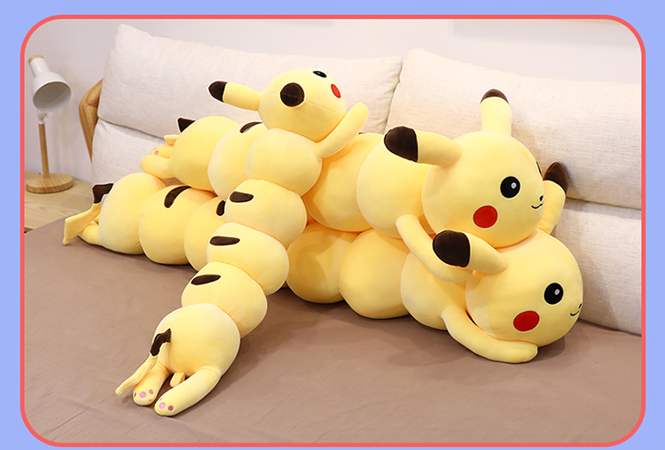 Pikachu Caterpillar Super Long Plush Toy Kawaii Cartoon Doll