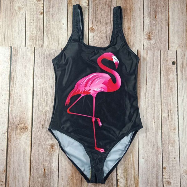 Women Push Up One Piece Swimsuit Flamingo Printed Beachsuit