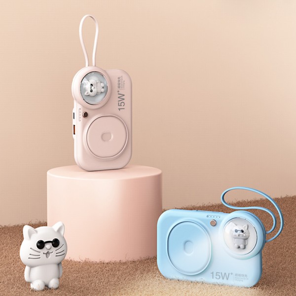 15W 10000mAh Cute Power Bank With light 22.5W PD USB C For iPhone
