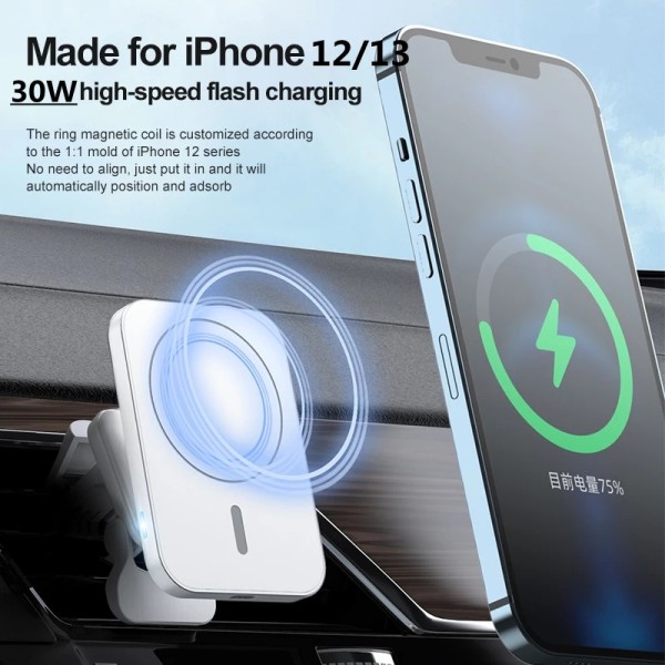 30W Fast Magsafe Car Mount Wireless Charger For iPhone