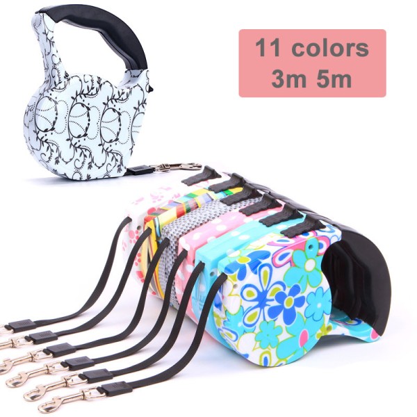 Printed Fashionable Retractable Dog Leash 11 Colors 3m 5m