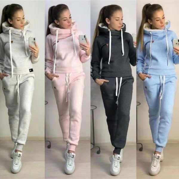 Autumn Winter 2 Piece Set Blank Tracksuit Hoodies Pullover
