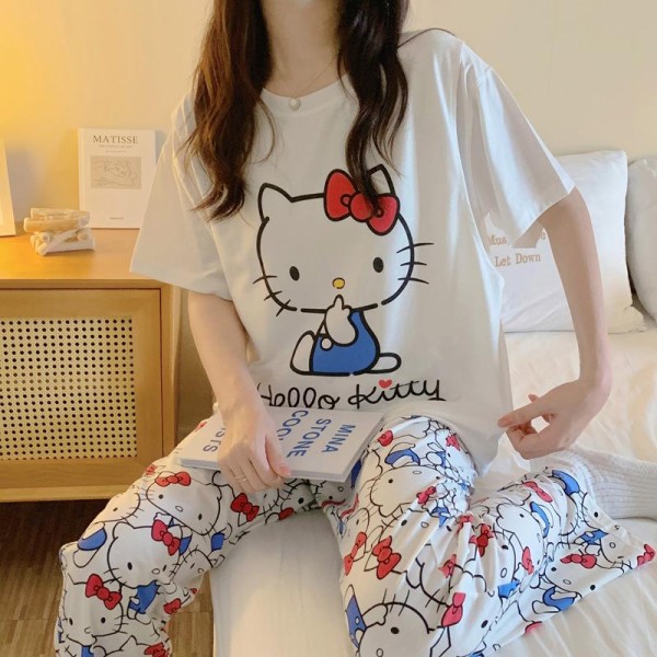 Maternity Pajamas- Cartoon Hello Kitty Soft Cotton Short Sleeve