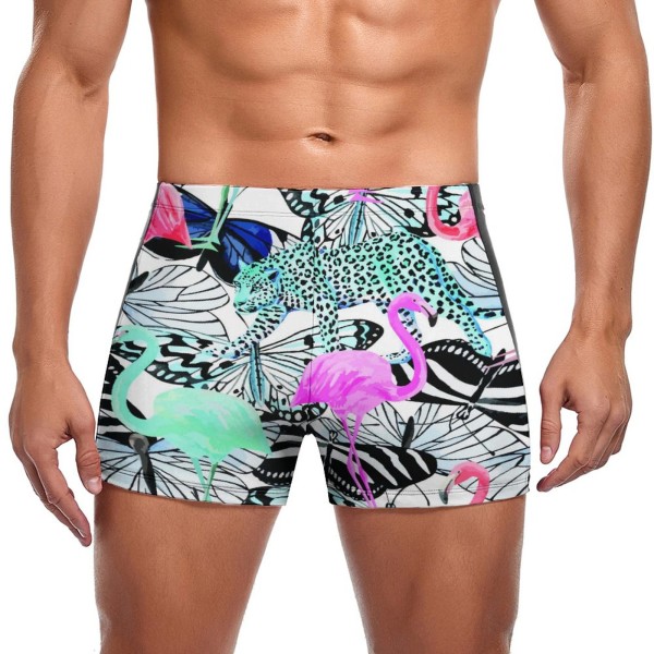 Trendy Flamingo Swimming Trunks Shorts Quick Dry Male Briefs