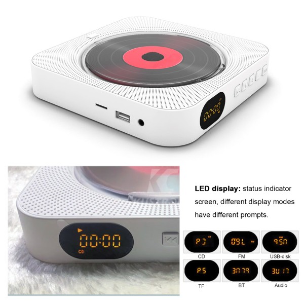 best bluetooth CD Player stero with LED screem wall mount. The portable CD player with Bluetooth speaker connectivity