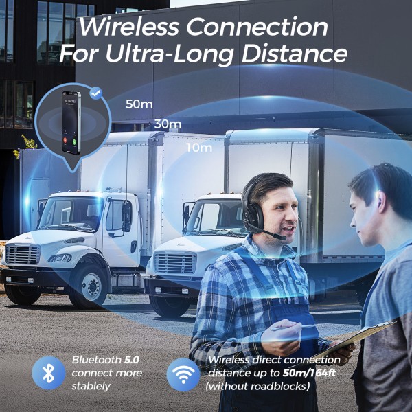 EKSA H1 Best Bluetooth Headset for Truckers with AI Noise Cancelling Mic
