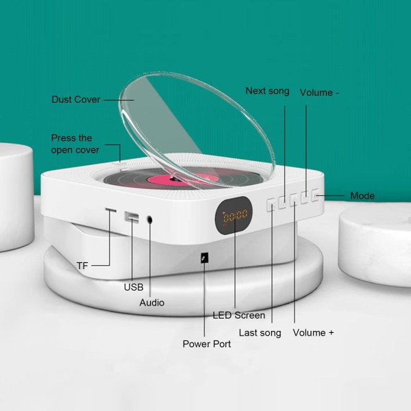 best bluetooth CD Player stero with LED screem wall mount. The portable CD player with Bluetooth speaker connectivity