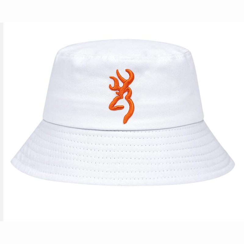 3D Embroidery BROWNING Bucket Hat for Summer white
