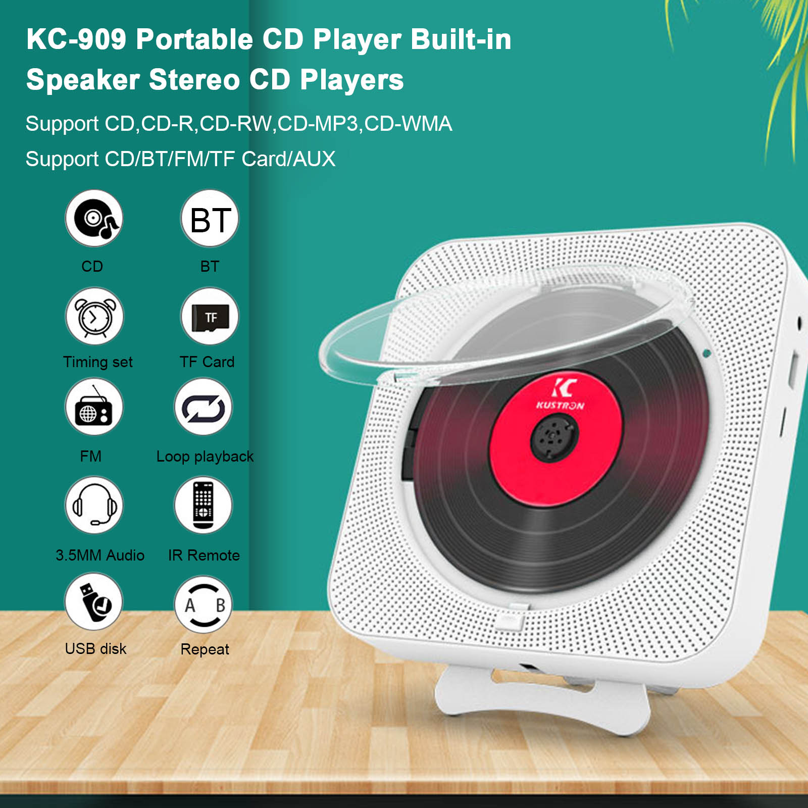 est bluetooth CD Player stero with LED screem wall mount. The portable CD player with Bluetooth speaker connectivity