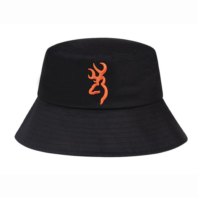 3D Embroidery BROWNING Bucket Hat for Summer black