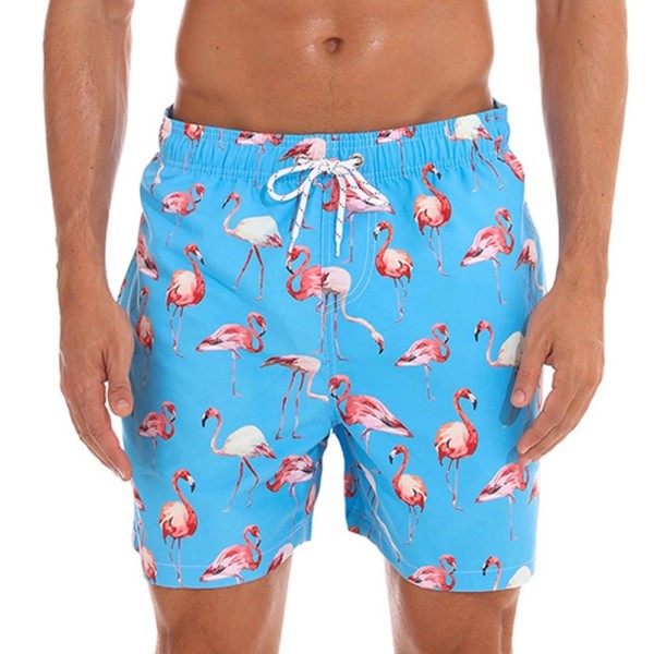 Green Regular Men's Flamingo Swimwear Swim Shorts Trunks