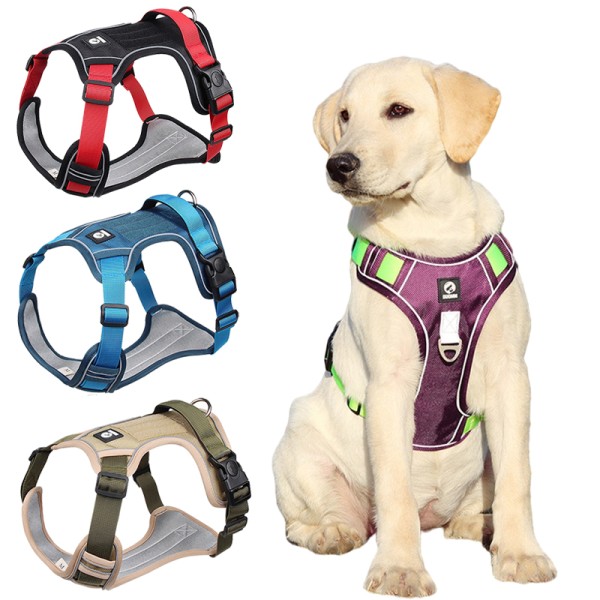 Reflective Dog Harness Vest Adjustable Safety Lead Straps for Medium Large Dogs