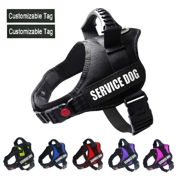 Adjustable Service Dog Vest Reflective Nylon All Weather