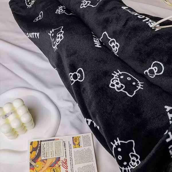 Women's Black White Hello Kitty Flannel Pajamas