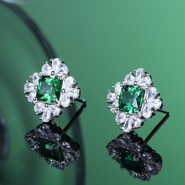 Emerald Green Stud Earrings