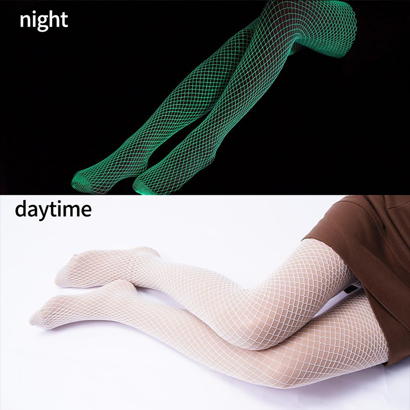 Glow In The Dark Luminous Fishnet Stockings Women Body Fishnets Crotchless  Lingerie - Juhi