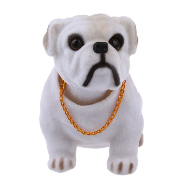 White Light Gray Shaking Head Nodding Bulldog Dog