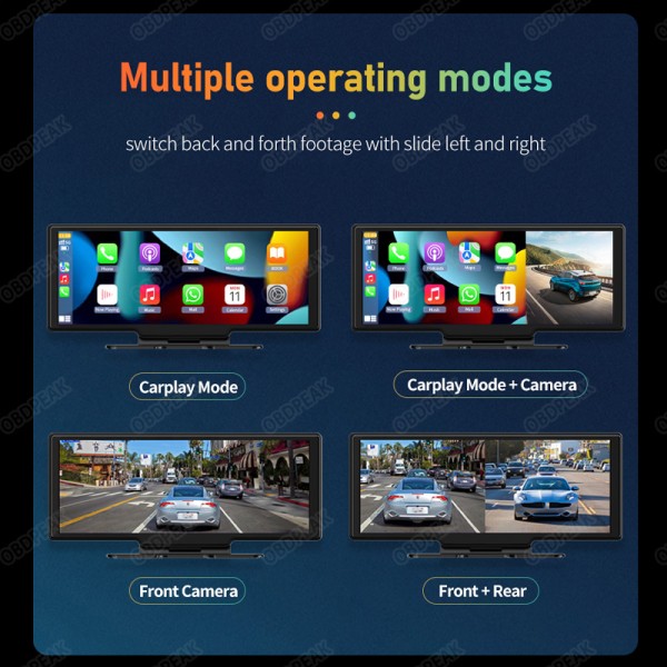 4K DVR GPS Wireless 10 inch Carplay Dashcam Rearview Camera