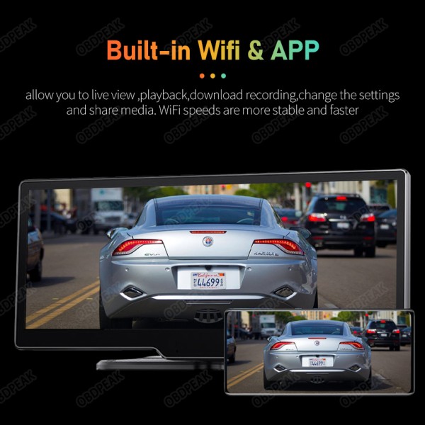4K DVR GPS Wireless 10 inch Carplay Dashcam Rearview Camera