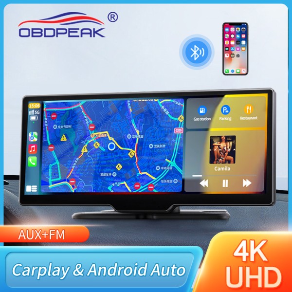 4K DVR GPS Wireless 10 inch Carplay Dashcam Rearview Camera