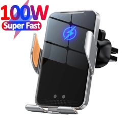 100W Automatic Clamping Wireless Car Charger AC Mount Phone Holder