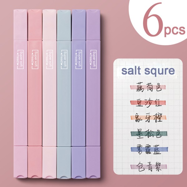 Kawaii Double heads Highlighter Pens Art Marker 6 Pcs/set