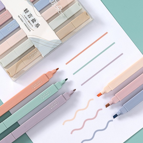 6PCS Kawaii Double Tip Highlighter Pens