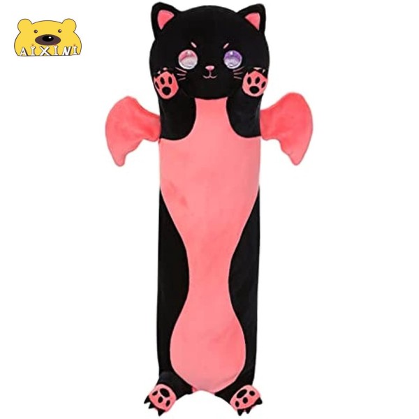 Soft Black Cat Long Cat Plush Body Pillow Pillow