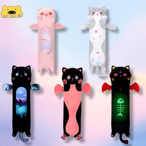 Moonlight Black Cat Long Plush Body Pillows
