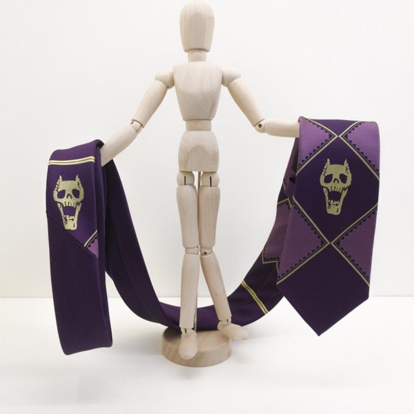 Silky Kira Yoshikage Tie KILLER QUEEN Skull Print