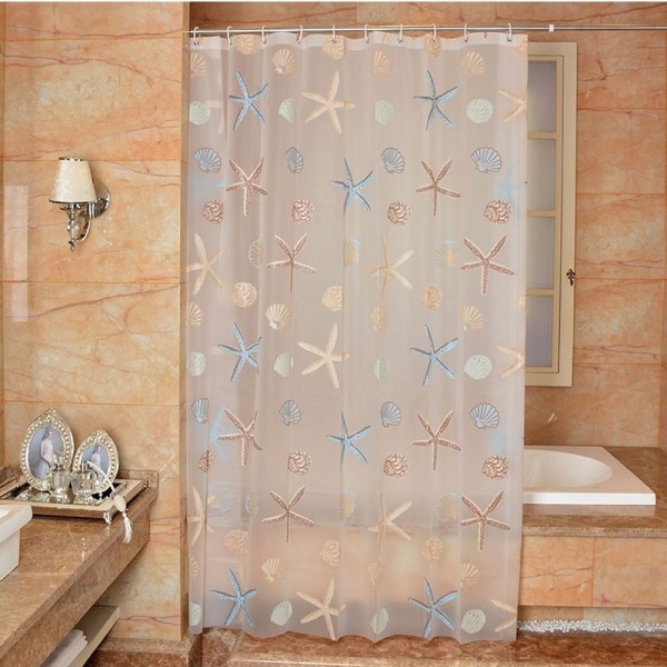 Clear PEVA Waterproof Mildew Seaside Style Transparent Shower Curtain XXL