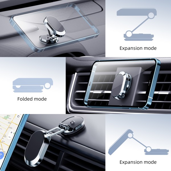 Alloy Folding Magnetic Car Phone Holder 360-degree Rotatable