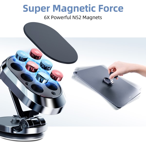 Alloy Folding Magnetic Car Phone Holder 360-degree Rotatable