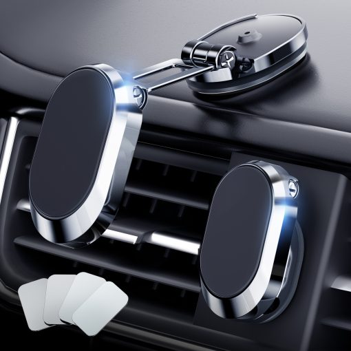 Alloy Folding Magnetic Car Phone Holder 360-degree Rotatable
